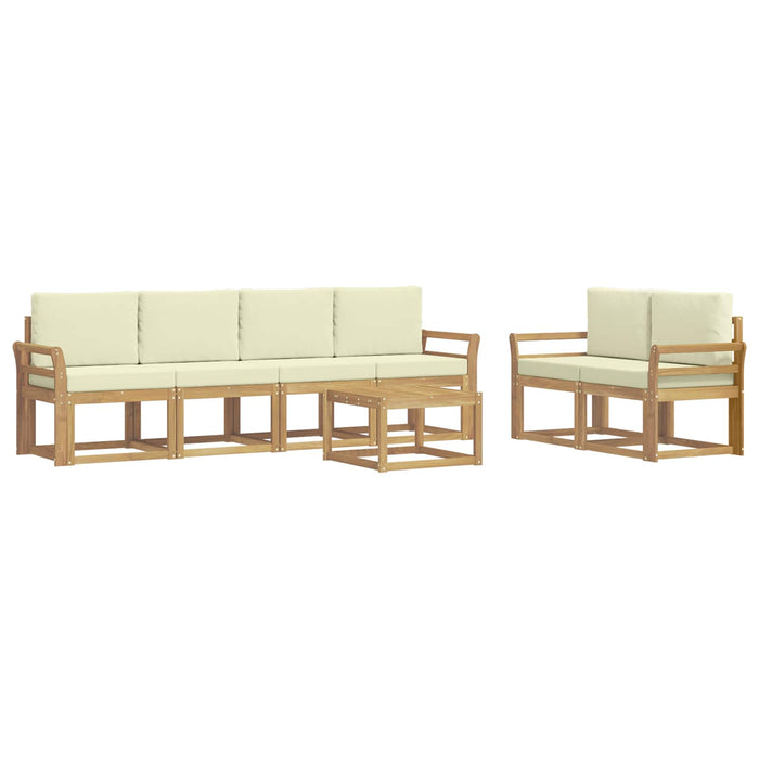 Set de canapele de exterior cu pernă 7 pcs Alb și crem WALTI