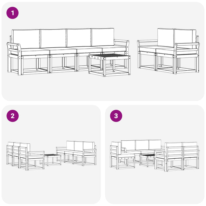 Set de canapele de exterior 7 pcs Alb și gri deschis WALTI