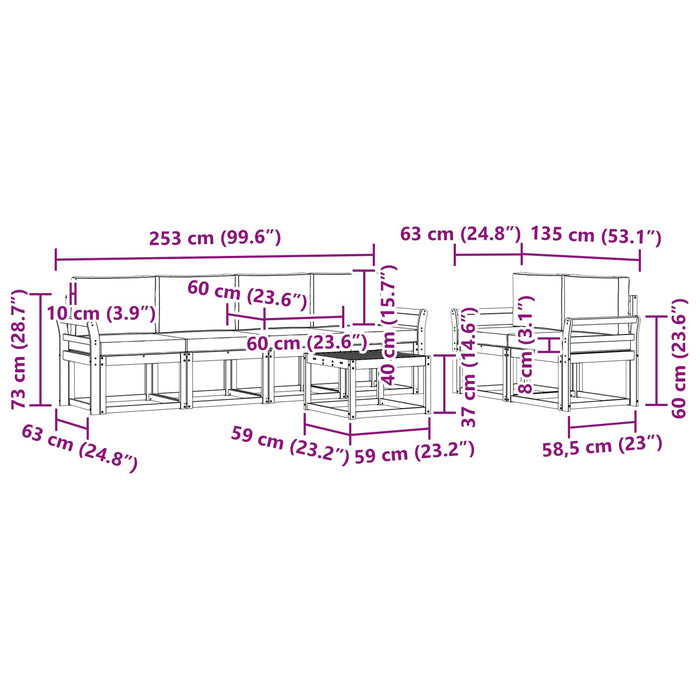 Set de canapele de exterior cu pernă 7 pcs Alb și antracit WALTI