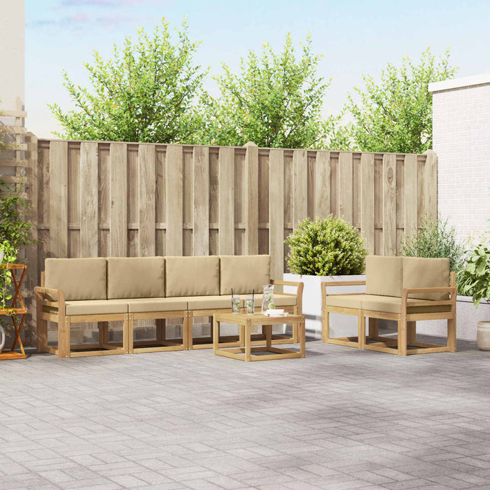 Set de canapele de exterior cu pernă 7 pcs Alb și Bej WALTI