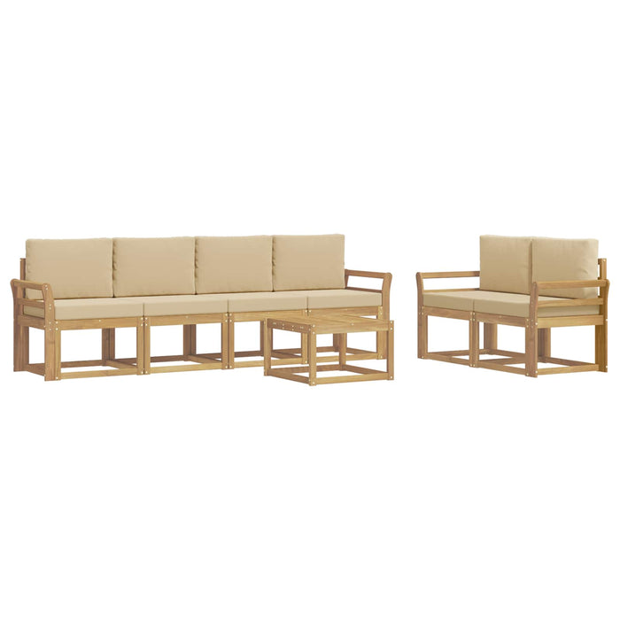 Set de canapele de exterior cu pernă 7 pcs Alb și Bej WALTI