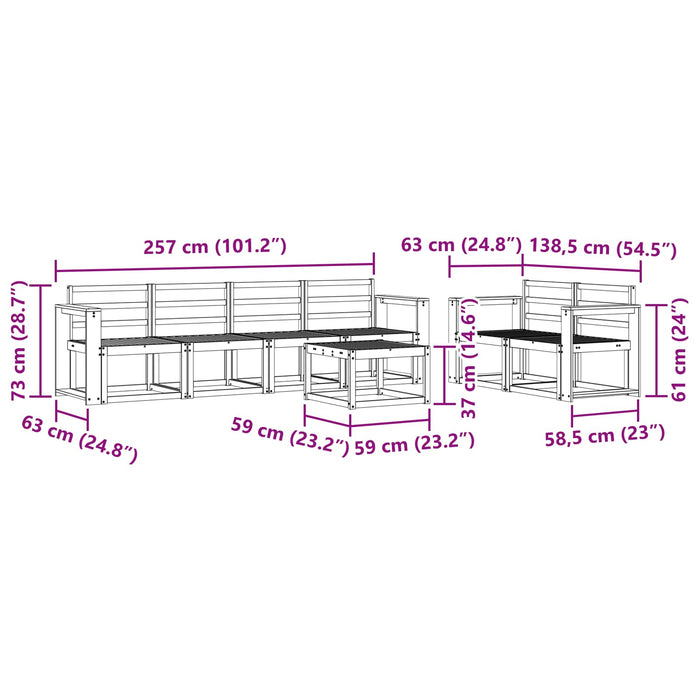 Set de canapele de exterior 7 pcs Alb 59 x 59 x 37 cm - WALTI WALTI