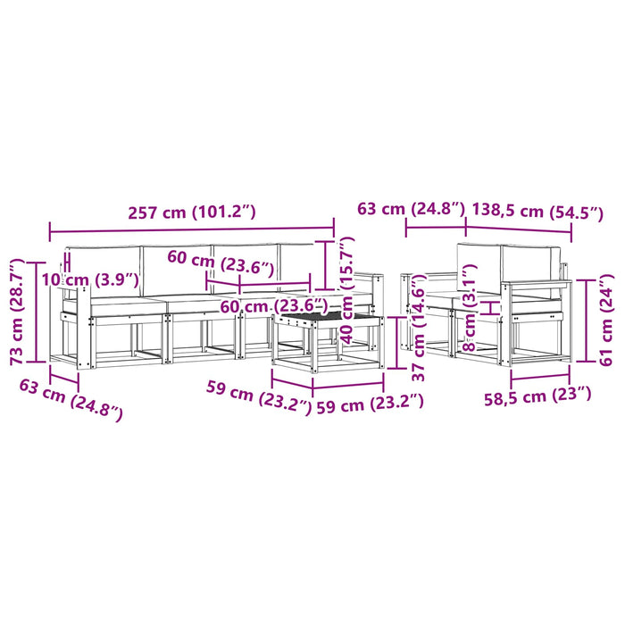 Set de canapele de exterior 7 pcs Alb și gri deschis WALTI