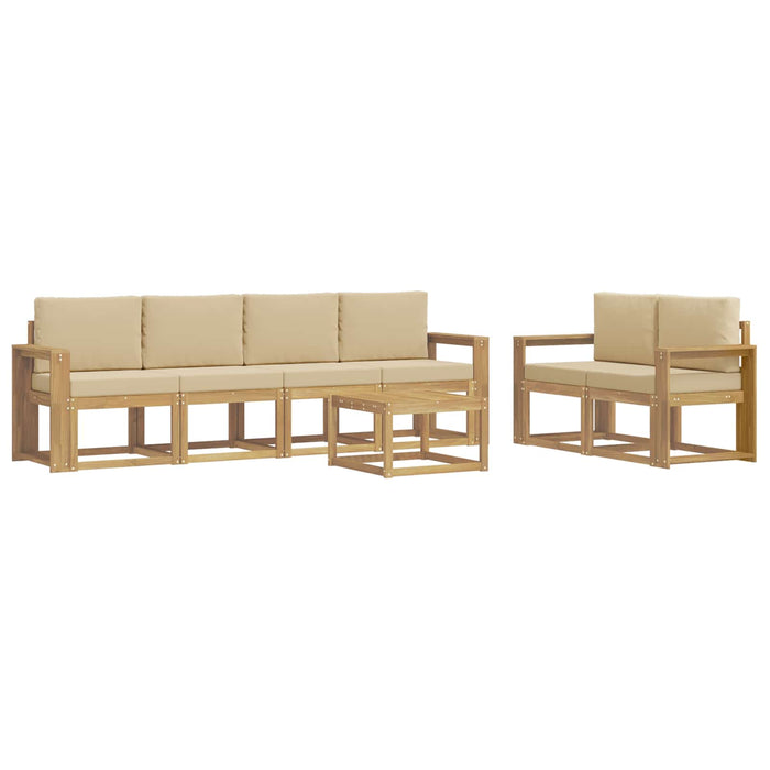 Set de canapele de exterior cu pernă 7 pcs Alb și Bej WALTI