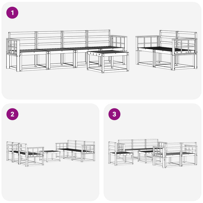 Set de canapele de exterior 7 pcs Alb 59 x 59 x 37 cm - WALTI WALTI