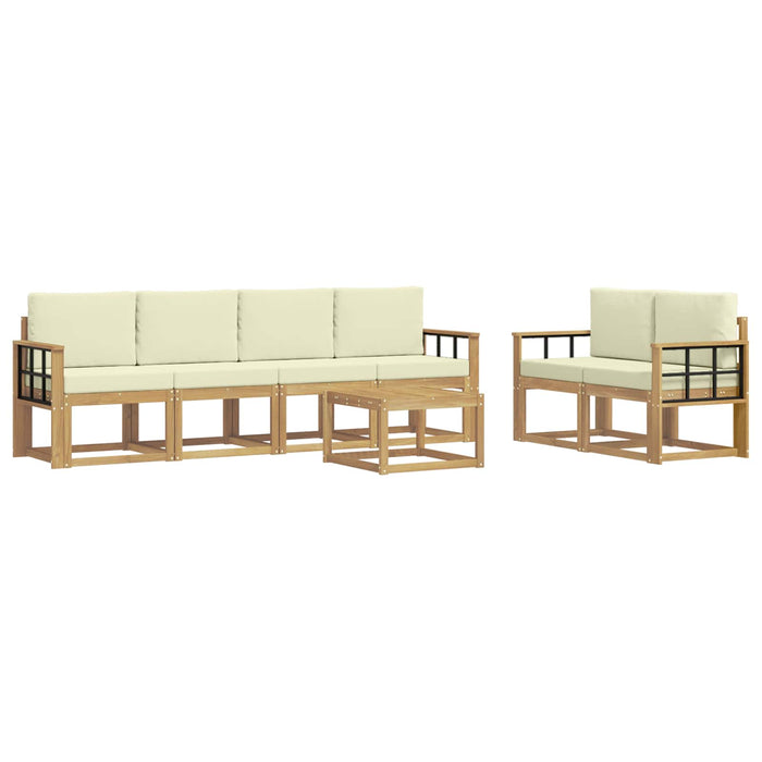 Set de canapele de exterior cu pernă 7 pcs Alb și crem WALTI