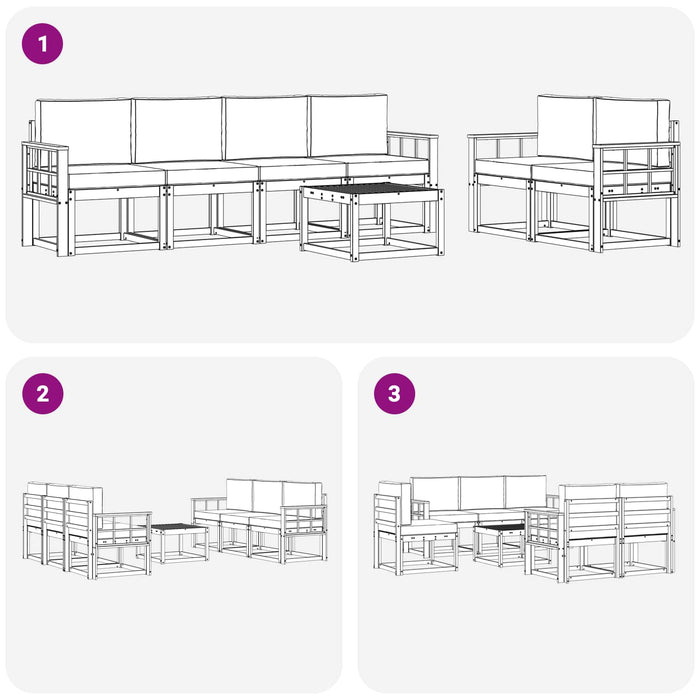 Set de canapele de exterior 7 pcs Alb și gri deschis WALTI