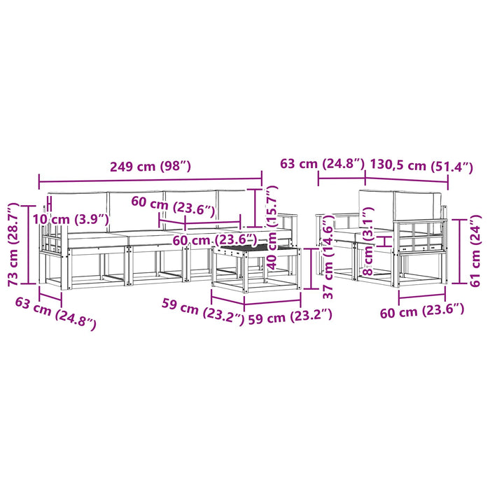 Set de canapele de exterior cu pernă 7 pcs Alb și antracit WALTI