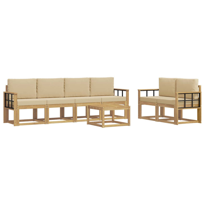 Set de canapele de exterior cu pernă 7 pcs Alb și Bej WALTI