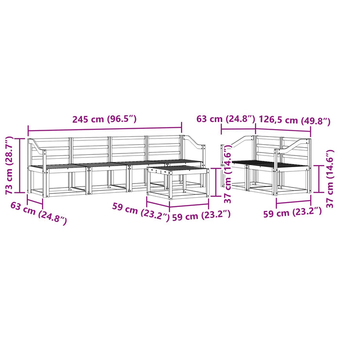 Set de canapele de exterior 7 pcs Alb 59 x 59 x 37 cm - WALTI WALTI
