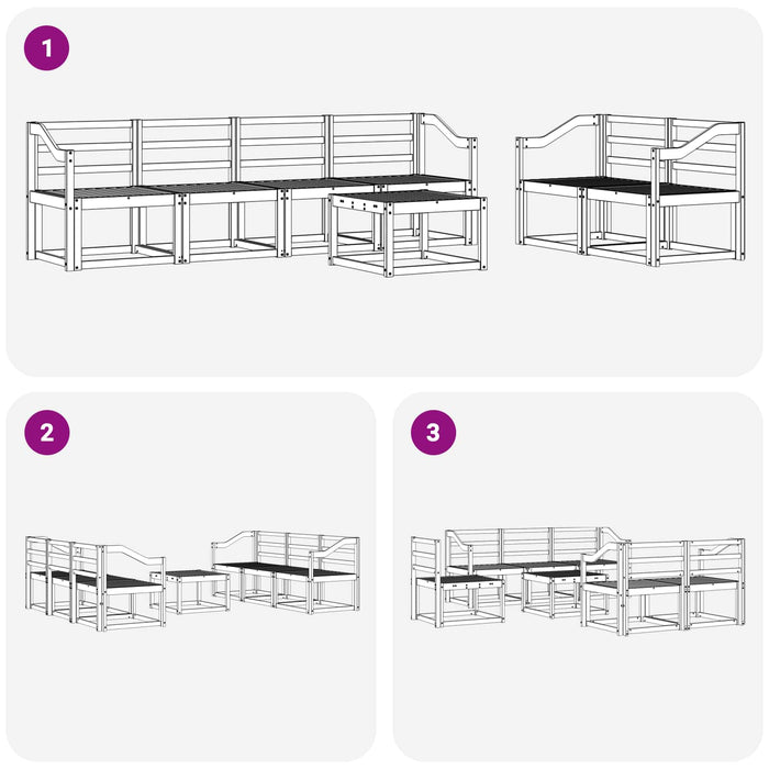 Set de canapele de exterior 7 pcs Alb 59 x 59 x 37 cm - WALTI WALTI