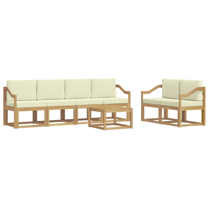 Set de canapele de exterior cu pernă 7 pcs Alb și crem WALTI