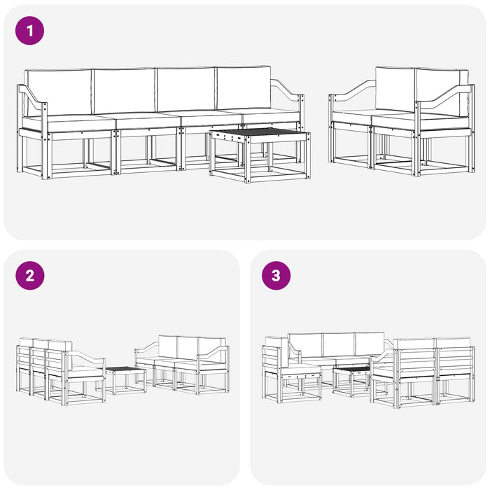 Set de canapele de exterior cu pernă 7 pcs Alb și antracit WALTI