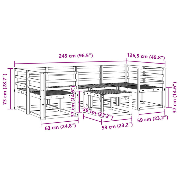 Set de canapele de exterior 7 pcs Alb 59 x 59 x 37 cm WALTI