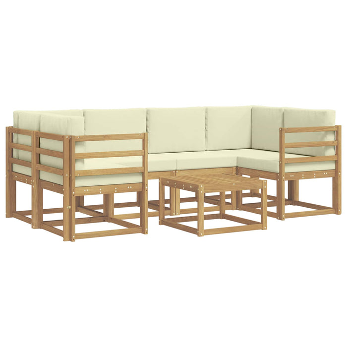 Set de canapele de exterior cu pernă 7 pcs Alb și crem WALTI