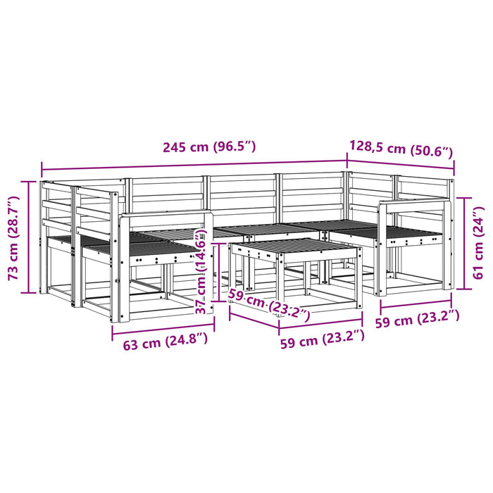 Set de canapele de exterior 7 pcs Alb 59 x 59 x 37 cm WALTI