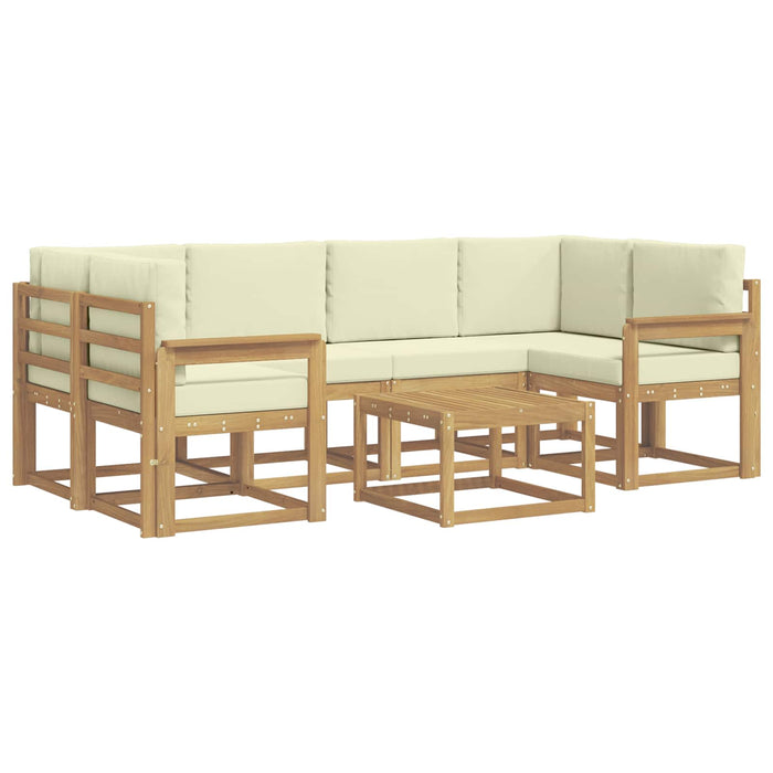 Set de canapele de exterior cu pernă 7 pcs Alb și crem WALTI