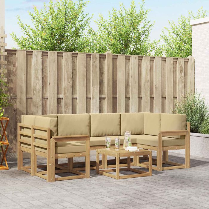 Set de canapele de exterior cu pernă 7 pcs Alb și Bej WALTI