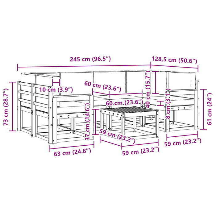 Set de canapele de exterior cu pernă 7 pcs Alb și Bej WALTI