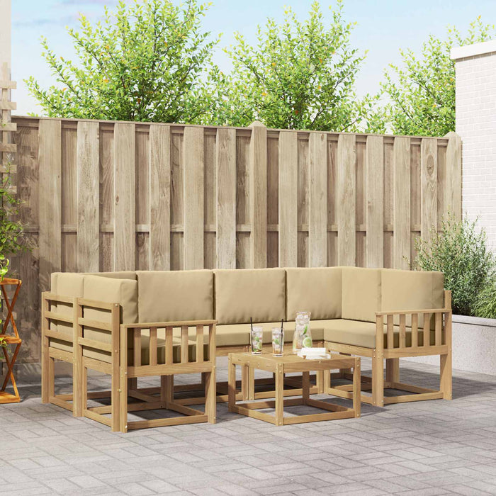 Set de canapele de exterior cu pernă 7 pcs Alb și Bej - WALTI WALTI