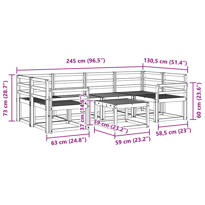Set de canapele de exterior 7 pcs Alb 59 x 59 x 37 cm WALTI