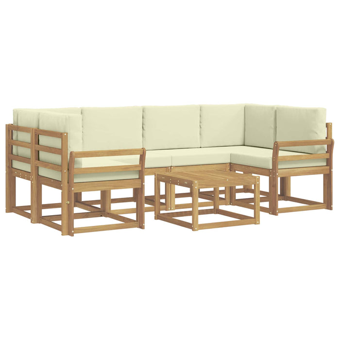 Set de canapele de exterior cu pernă 7 pcs Alb și crem WALTI