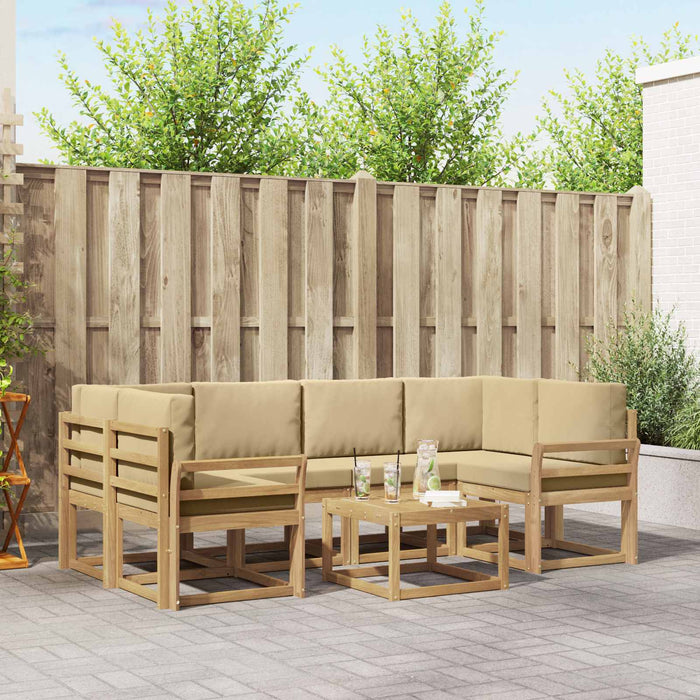 Set de canapele de exterior cu pernă 7 pcs Alb și Bej WALTI