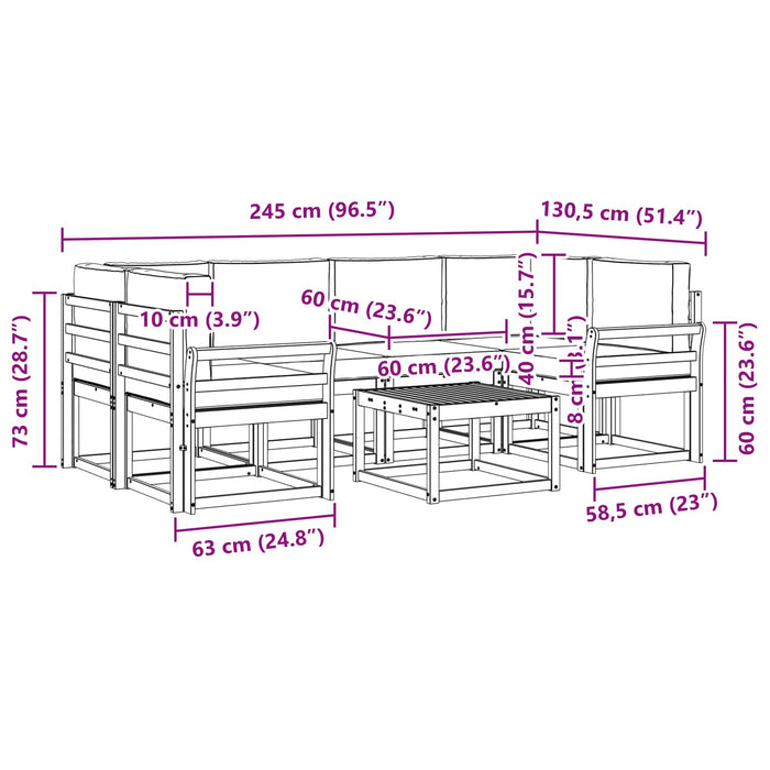 Set de canapele de exterior cu pernă 7 pcs Alb și Bej WALTI