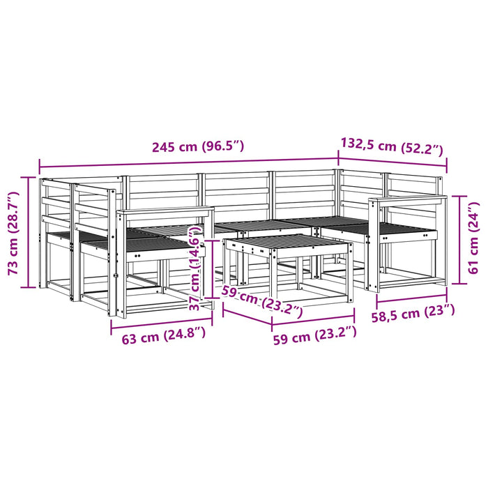 Set de canapele de exterior 7 pcs Alb 59 x 59 x 37 cm WALTI