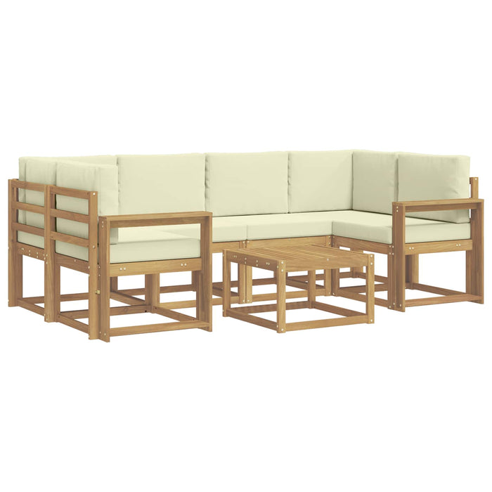 Set de canapele de exterior cu pernă 7 pcs Alb și crem WALTI