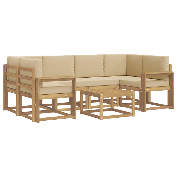 Set de canapele de exterior cu pernă 7 pcs Alb și Bej WALTI