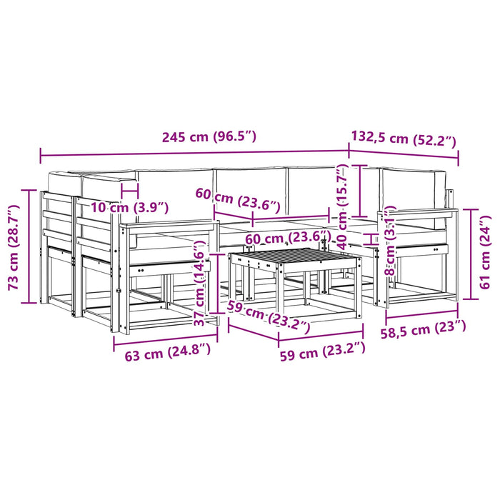 Set de canapele de exterior cu pernă 7 pcs Alb și Bej WALTI