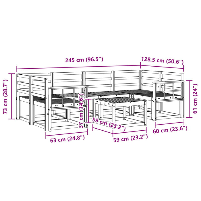 Set de canapele de exterior 7 pcs Alb 59 x 59 x 37 cm WALTI