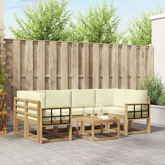Set de canapele de exterior cu pernă 7 pcs Alb și crem WALTI