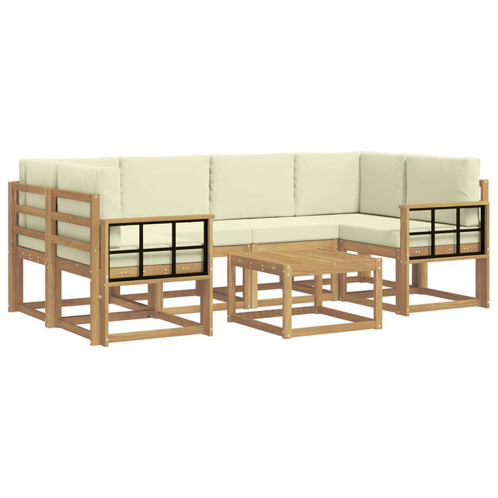 Set de canapele de exterior cu pernă 7 pcs Alb și crem WALTI
