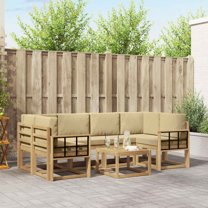 Set de canapele de exterior cu pernă 7 pcs Alb și Bej WALTI