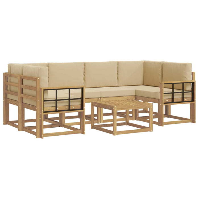 Set de canapele de exterior cu pernă 7 pcs Alb și Bej WALTI