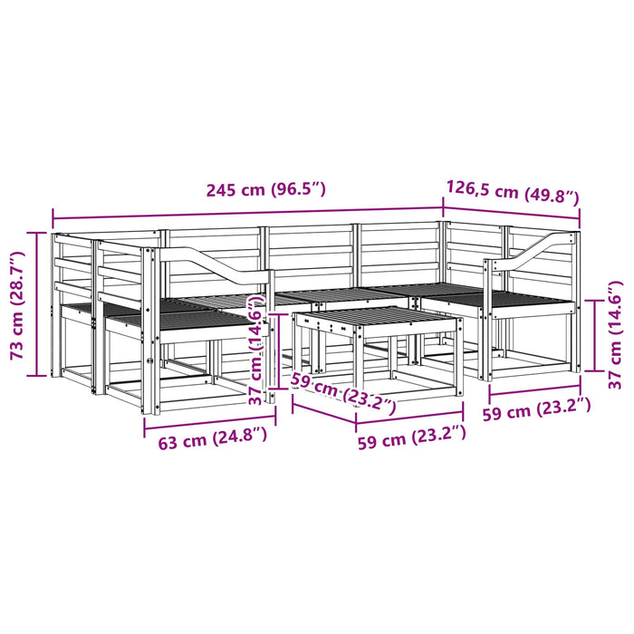 Set de canapele de exterior 7 pcs Alb 59 x 59 x 37 cm WALTI