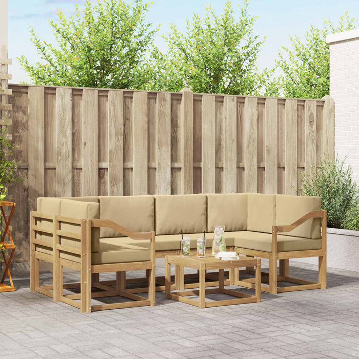 Set de canapele de exterior cu pernă 7 pcs Alb și Bej WALTI