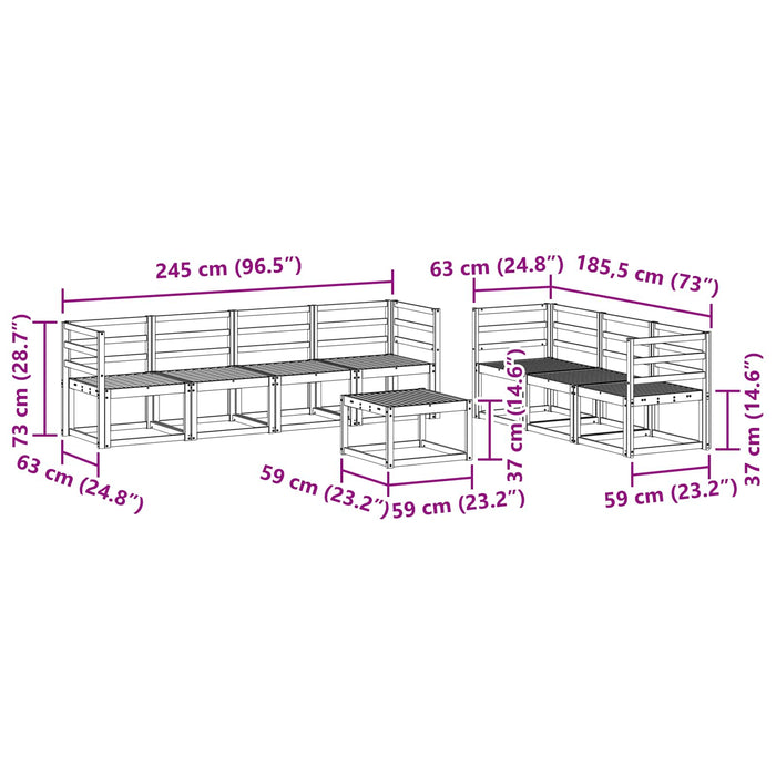 Set de canapele de exterior 8 pcs Alb 59 x 59 x 37 cm WALTI
