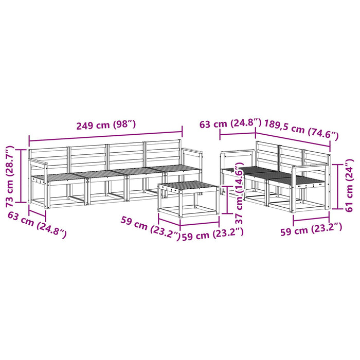 Set de canapele de exterior 8 pcs Alb 59 x 59 x 37 cm WALTI