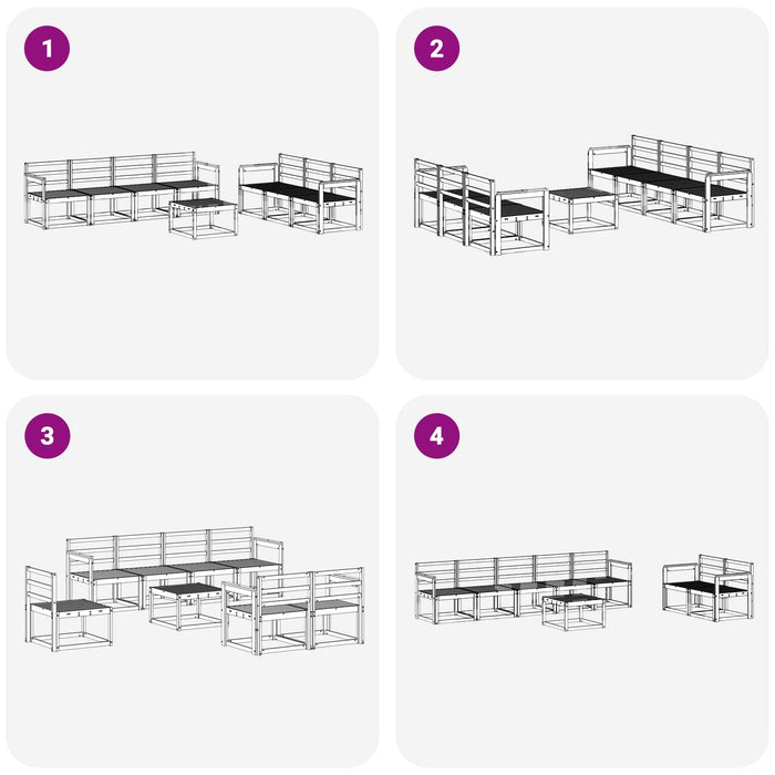 Set de canapele de exterior 8 pcs Alb 59 x 59 x 37 cm WALTI