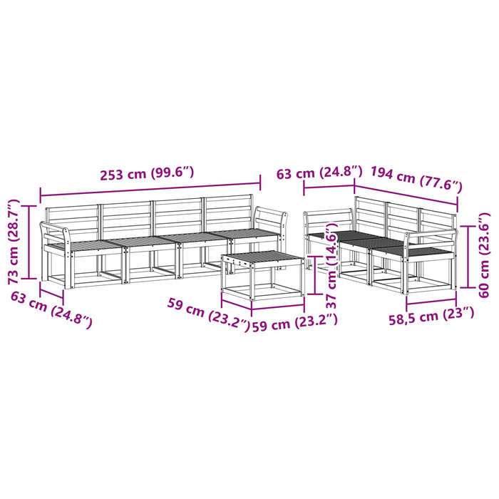 Set de canapele de exterior 8 pcs Alb 59 x 59 x 37 cm WALTI