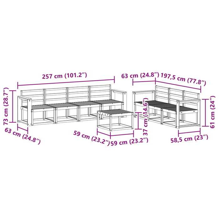 Set de canapele de exterior 8 pcs Alb 59 x 59 x 37 cm WALTI