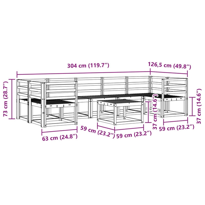 Set de canapele de exterior 8 pcs Alb 59 x 59 x 37 cm WALTI