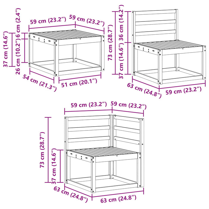 Set de canapele de exterior 8 pcs Alb 59 x 59 x 37 cm WALTI