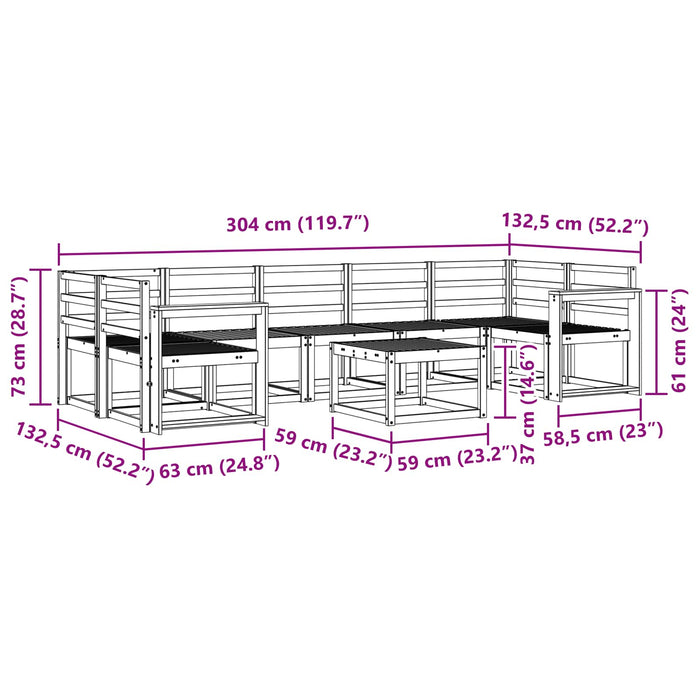 Set de canapele de exterior 8 pcs Alb 59 x 59 x 37 cm WALTI