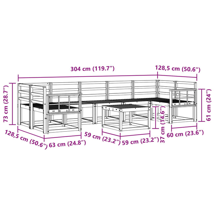 Set de canapele de exterior 8 pcs Alb 59 x 59 x 37 cm WALTI