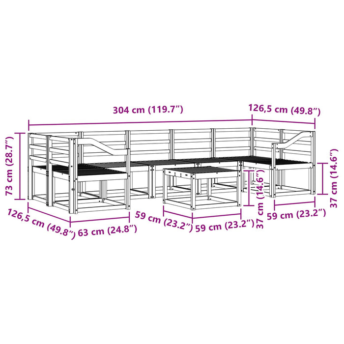 Set de canapele de exterior 8 pcs Alb 59 x 59 x 37 cm WALTI