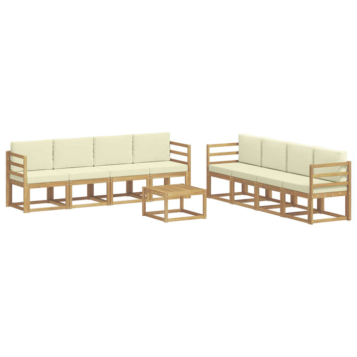 Set de canapele de exterior cu pernă 9 pcs Alb și crem WALTI
